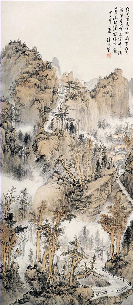 徐陽山の風景古い中国油絵
